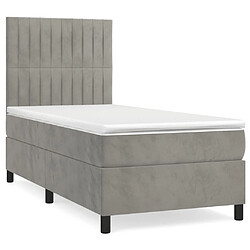 Maison Chic Lit Adulte - Lit simple Lit à sommier tapissier et matelas moelleux - Meuble de Chambre - Gris clair 80x200 cm Velours -MN37541