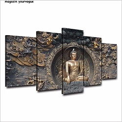 Avis Modulaire Mur Art Photos Toile Affiche sans cadre 5 Panneau Bouddha Statue Bouddhisme Art Paysage Décor À La Maison HD Imprimé MC1