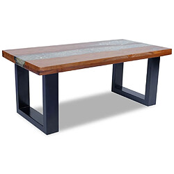 ComfortXL Table Basse Teck Résine 100x50 Cm pas cher