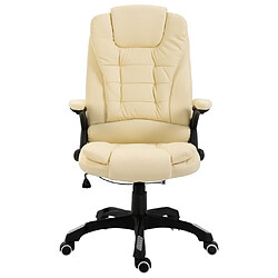 Helloshop26 Chaise fauteuil siège de bureau informatique étude similicuir crème 02_0024000