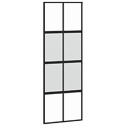 vidaXL Porte coulissante noir 76x205 cm verre trempé aluminium