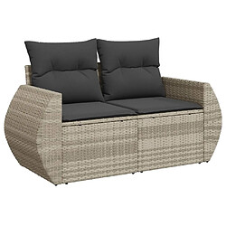 Avis vidaXL Salon de jardin 8 pcs avec coussins gris clair résine tressée