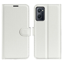 Etui en PU texture litchi, fermeture magnétique avec support, blanc pour votre Realme 9i