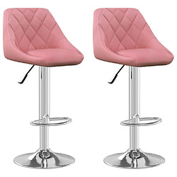 vidaXL Tabourets de bar lot de 2 rose velours