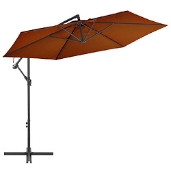 ComfortXL Parasol Déporté Avec Mât En Aluminium Terre Cuite 300 Cm