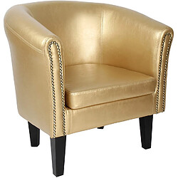 Helloshop26 Fauteuil chesterfield avec repose pied en synthétique avec éléments décoratifs en cuivre couleur au choix chaise cabriolet tabouret pouf meuble de salon doré 01_0000100