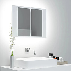 Maison Chic Armoire salle de bain,Meuble de rangement de salle de bain,Meuble haut à miroir LED Blanc 60x12x45 cm Acrylique -GKD738755