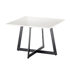 Pegane Table basse coloris blanc/ pieds en métal laqué - Longueur 65 x Hauteur 44 x Profondeur 55 cm