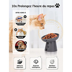 YYHY 15cm/118ml Mangeoire Lente pour Chats,Bol de Nourriture pour Chat Mangeoire Lente surélevée pour Chiens Bol en céramique pour Chat Anti-Vomi,Gris pas cher