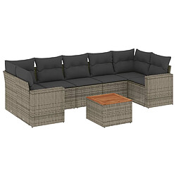 vidaXL Salon de jardin 8 pcs avec coussins gris résine tressée