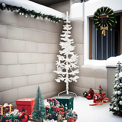 vidaXL Demi sapin de Noël artificiel mince avec support Blanc 210 cm