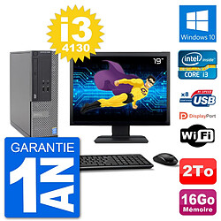 PC Dell Optiplex 3020 SFF Ecran 19" i3-4130 RAM 16Go Disque 2To Windows 10 Wifi - Occasion