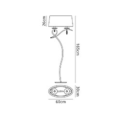 Luminaire Center Lampadaire Louise 2 Ampoules E27 avec Abat jour blanc chrome poli/cristal transaparent