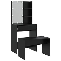 Helloshop26 Ensemble de coiffeuse avec tabouret avec led 60 x 40 x 140 noir bois d'ingénierie cm 02_0006322