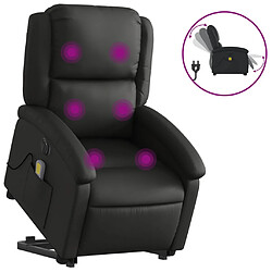 vidaXL Fauteuil inclinable de massage électrique noir cuir véritable