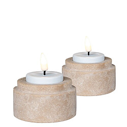 EPIKASA Bougeoir Tealight, Beige, Marbre, 7x7x4,5 cm