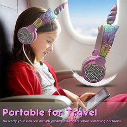 GUPBOO Casque filaire avec micro mignon licorne casque musique casque stéréo pour ordinateur téléphone portable enfants cadeau pas cher