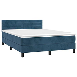 Avis Maison Chic Lit adulte- Lit + matelas,Sommier à lattes de lit avec matelas LED Bleu foncé 140x200 cm -GKD15235