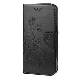 Etui en PU + TPU motif fleur et papillon avec support noir pour votre Apple iPhone 13 6.1 pouces