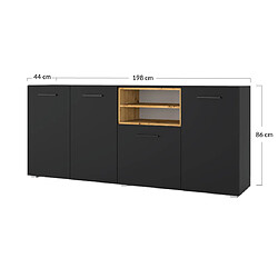 Acheter Bestmobilier Leolio - buffet bas - noir et bois - 198 cm