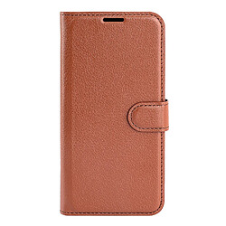 Etui en PU texture litchi, anti-rayures marron pour votre Samsung Galaxy M22