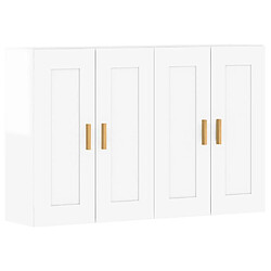 Maison Chic Lot de 2 Armoires murales,Meuble de Rangement,Armoire Suspendue blanc brillant bois d'ingénierie -MN79404