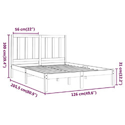 vidaXL Cadre de lit sans matelas gris 120x200 cm bois massif pas cher