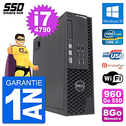 PC Dell Precision T1700 SFF Intel Core i7-4790 RAM 8Go SSD 960Go Windows 10 Wifi - Occasion