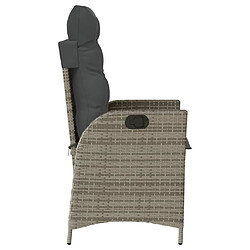 Acheter vidaXL Chaise inclinable de jardin avec coussins gris résine tressée