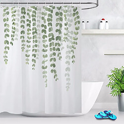 Universal Rideaux de douche à feuilles vertes, toilettes naturelles, tissu de polyester blanc imperméable à l'eau, affaiblissant la résistance (100 * 180 cm)