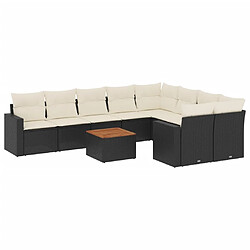 Maison Chic Salon de jardin 10 pcs avec coussins, Ensemble Tables et chaises d'extérieur noir résine tressée -GKD334473