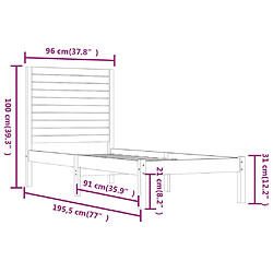 vidaXL Cadre de lit sans matelas 90x190 cm bois massif pas cher