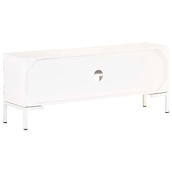 Maison Chic Meuble TV scandinave - Banc TV pour salon Blanc 115x30x46 cm Bois massif de manguier -MN21501 pas cher