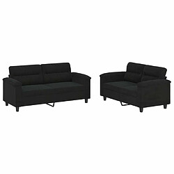 Maison Chic Ensemble de canapés 2 pcs avec coussins, Canapé droit Sofa pour Salon noir tissu microfibre -GKD181678