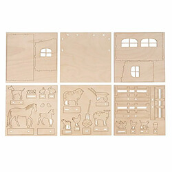 Rayher Kit Décor 3D Ferme en bois FSC 45 pièces