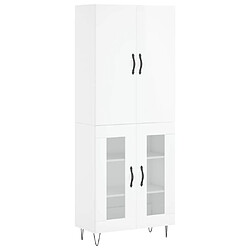 vidaXL Buffet haut Blanc brillant 69,5x34x180 cm Bois d'ingénierie