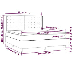 Maison Chic Lit adulte- Lit + matelas + LED,Sommier à lattes de lit matelas LED Gris clair 180x200 cm Tissu -GKD53341 pas cher