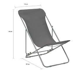 vidaXL Chaises de plage pliables lot de 2 Acier et tissu oxford Gris pas cher