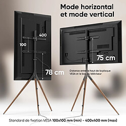 Acheter ONKRON Trepied TV Bois Intérieur pour 32 - 65 Pouces TV, Support TV sur Pied Poids jusqu'à 35 kg - Pied TV Universel Hauteur Réglable VESA 100x100 - VESA 400x400/Trepied TV Pivotant TS1220-B Noir