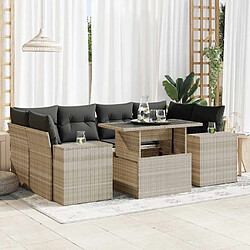 vidaXL Salon de jardin avec coussins 7 pcs gris clair résine tressée