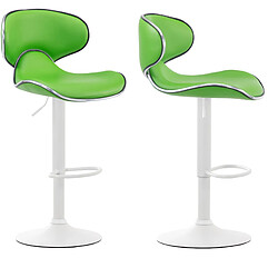 Decoshop26 Lot de 2 tabourets de bar design contemporain pieds en métal blanc mat assise en synthétique vert 10_0000351