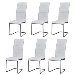 Maison Chic Lot de 6 Chaises à manger cantilever,Chaises de cuisine style scandinave - blanc similicuir -MN86474