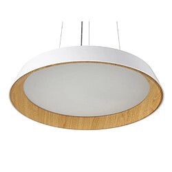 Acheter Vente-Unique Suspension LED en métal et aluminium - D. 45 cm - Blanc et naturel - DERRY