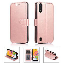 Etui en PU + TPU style or rose pour votre Samsung Galaxy A01