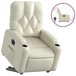 vidaXL Fauteuil inclinable électrique crème similicuir