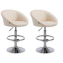 Decoshop26 Lot de 2 tabourets de bar hauteur réglable avec repose-pieds en synthétique crème TDB10064