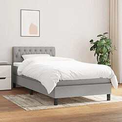 Maison Chic Lit adulte- Lit + matelas,Sommier à lattes de lit avec matelas Gris clair 100x200cm Tissu -GKD42594