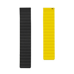 Bracelet en silicone magnétique, 22mm à fermeture rapide, taille L pour votre Samsung Galaxy Watch 3 45mm/Gear S3 Frontier/Classic - Noir/jaune