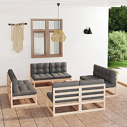 Maison Chic Salon de jardin 8 pcs + coussins - Mobilier/Meubles de jardin - Table et chaises d'extérieur Bois de pin massif -MN54319