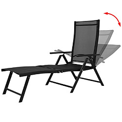 Avis Maison Chic Chaise longue pliable de jardin | Bain de soleil Relax | Transat Aluminium Noir -GKD94508